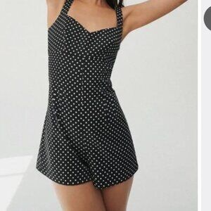 ZARA black and white polka dot romper (size M)